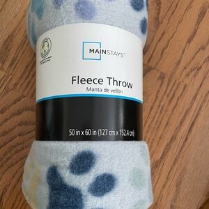 Mainstays Fleece Throw Blanket - Blue and Gray Pattern Paw Print